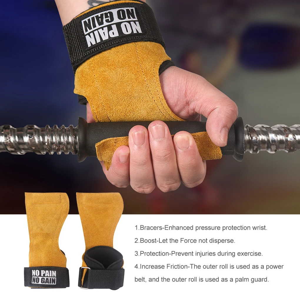 

1 Pair Leather Gym Glove Portable Reusable Washable Protective Adjustable Bodybuilding Weight Lifting Pad Protector Yellow