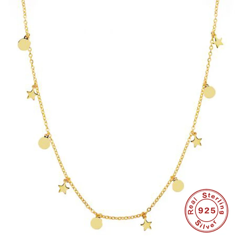 

New Style round and Star Small Badge Pendant Clavicle Necklace Temperamental Personality Affordable Luxury Necklace