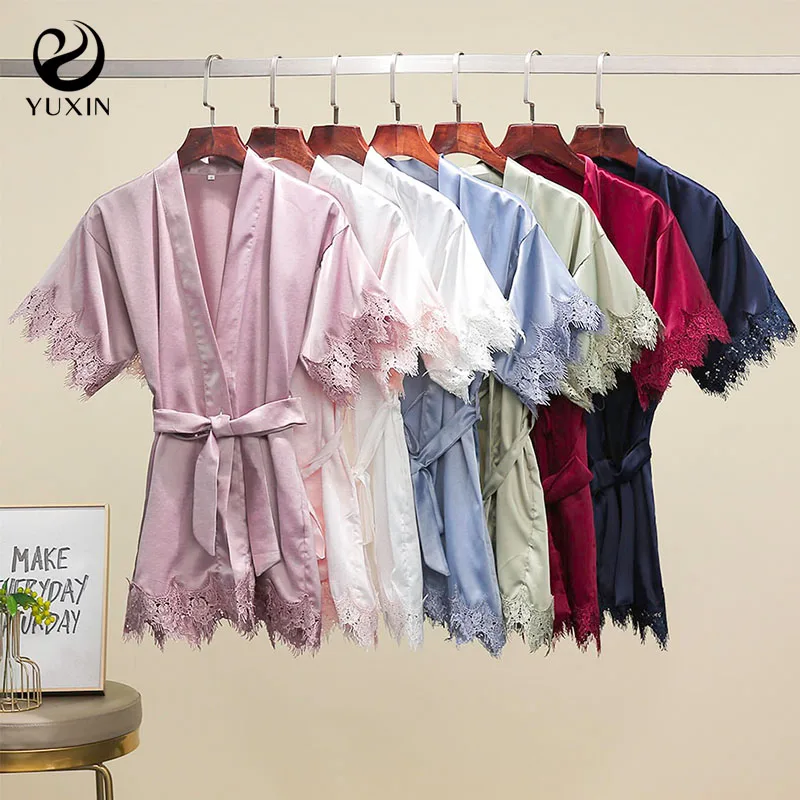 YUXINBRIDAL 2020 New Kid Matt Satin Lace Robe Wedding Flower Girl Robes Bridesmaid Robes Bathrobe Children Robe Sleepwear