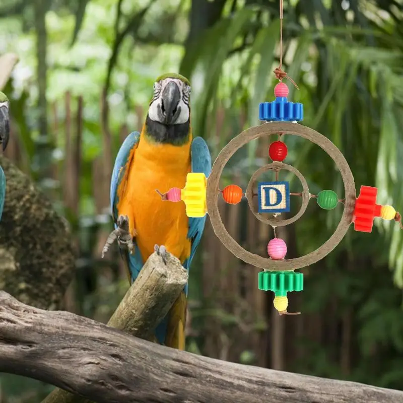 

Bird Shredding Toys Anti-biting Parrot Cage Foraging Toy Bite Resistant Chewing Paper Tube Toys With Wooden Blocks Pet Supplies