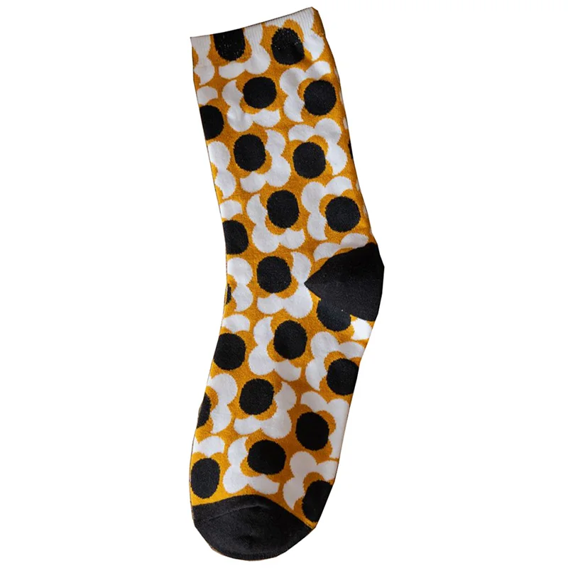 5 Pair Lady Style Pure Cotton Socks Vintage Print Long Winter Women Socks Set Kawaii Foot Warmers Girl Comfortable Vrouw Sokken