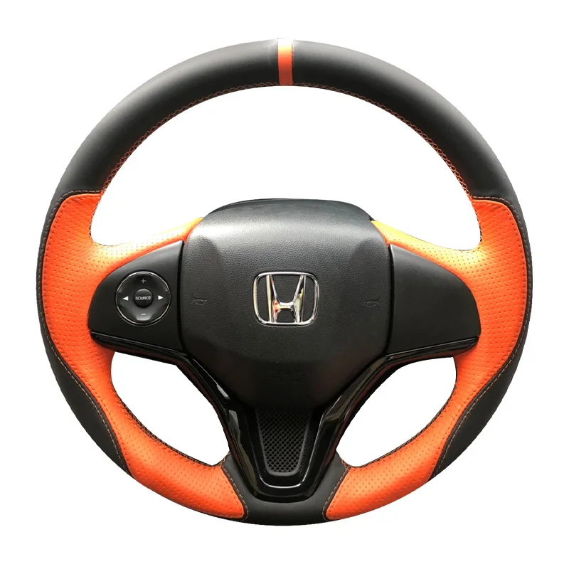 

Для Honda 4th Jazz FIT 21-24 LIFE прошитая вручную игольчатая резьба чехол на руль автомобиля аксессуары для интерьера автомобиля кожаная защита