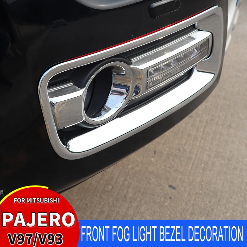 

Front Fog Lamp Frame Cover For Mitsubishi Pajero V97V93V87 ABS Chrome Car Head Foglight Lamp Frame Sticker Styling Accessories