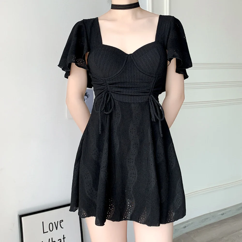 Юбка на молнии с короткими рукавами шнуровке купальник рюшами и горячий весенний