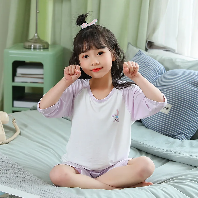 

Spring and Summer Children's Air Conditioning Clothes Thin Pajamas Cotton Suit qi fen xiu Leisure Tops Spring and Summer Childre