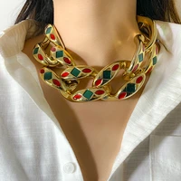 ingesight z exaggerate colorful dripping oil ccb buckle choker chunky thick necklaces for women vintage punk cuban necklace gift