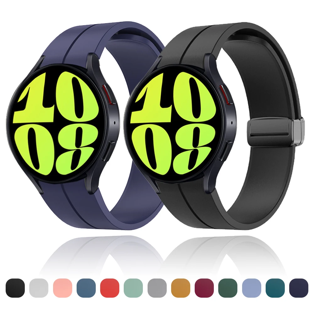 

Original Silicone Band for Samsung Galaxy Watch 6 5 4 Classic Strap 47mm 43mm 44mm 40mm Magnetic Buckle Galaxy Watch 5 Pro 45mm