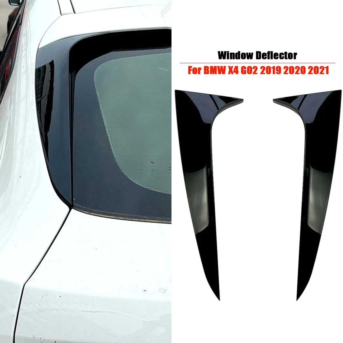 

For BMW X4 G02 2019 2020 2021 Rear Window Spoiler Stickers Side Wing Roof Splitter Trim Deflector Cover Black Car Accessories