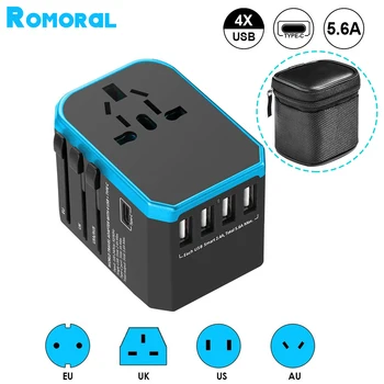 2000W Universal Converter Travel Charger Adapter With USB Ports 5.6A Smart Phone Fast Charging Worldwide Conversion Plug 1