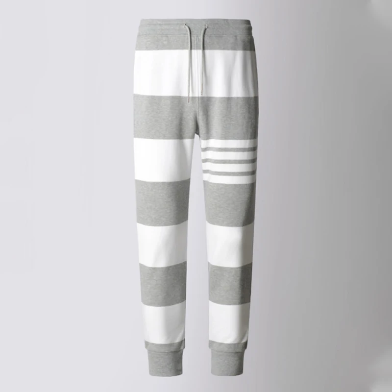

TB THOM Line Sweatpants Spring Autunm Classic Waffle Cotton Sports Pant Striped 4-Bar Trousers Korean Design Comfortable Pants