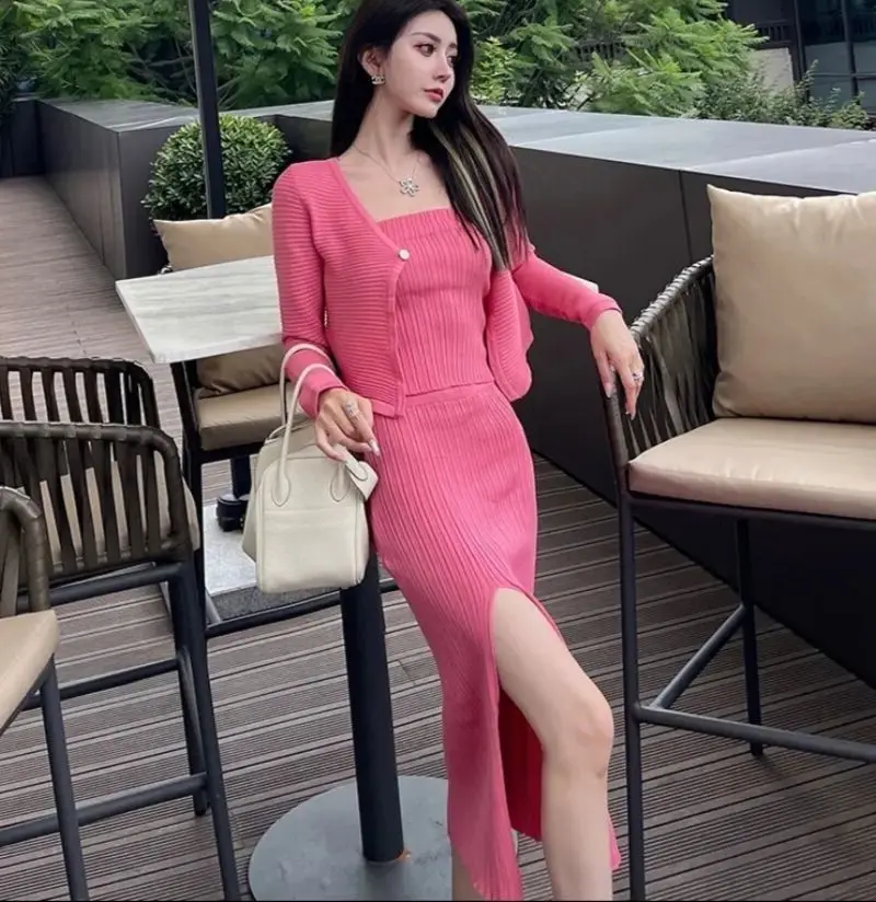 

The spring and autumn period and the temperament of cultivate one's morality brim knitting show thin three-piece suit female nic