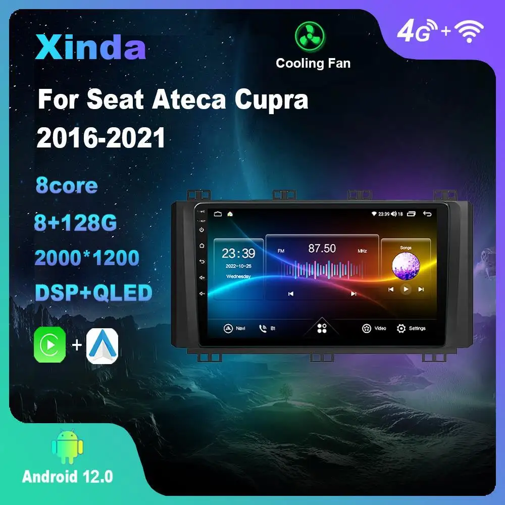 

Android 12.0 For Seat Ateca Cupra 2016-2021 Multimedia Player Auto Radio GPS Carplay 4G WiFi DSP pantalla para auto