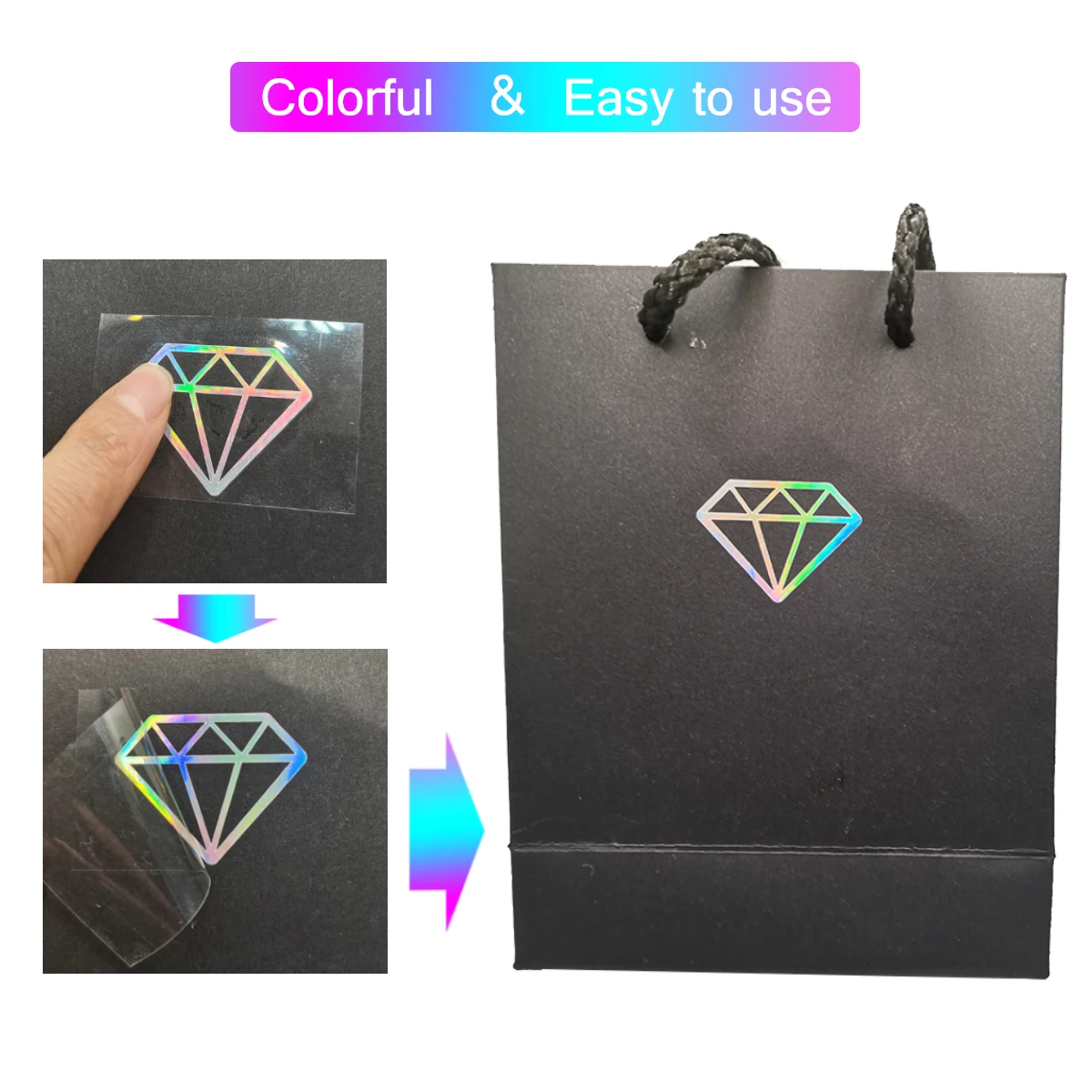 personalized custom holographic transfer 3D sticker self-adhesive transparent label waterproof glitter logo colorful shiny decal images - 6