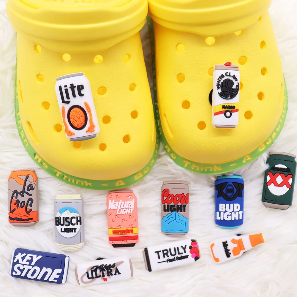 

Good Quality 1pcs PVC Shoe Cool Canned Drinks Soda Juice Accessories Kids Shoe Ornaments For Croc Jibz DIY Party Gift