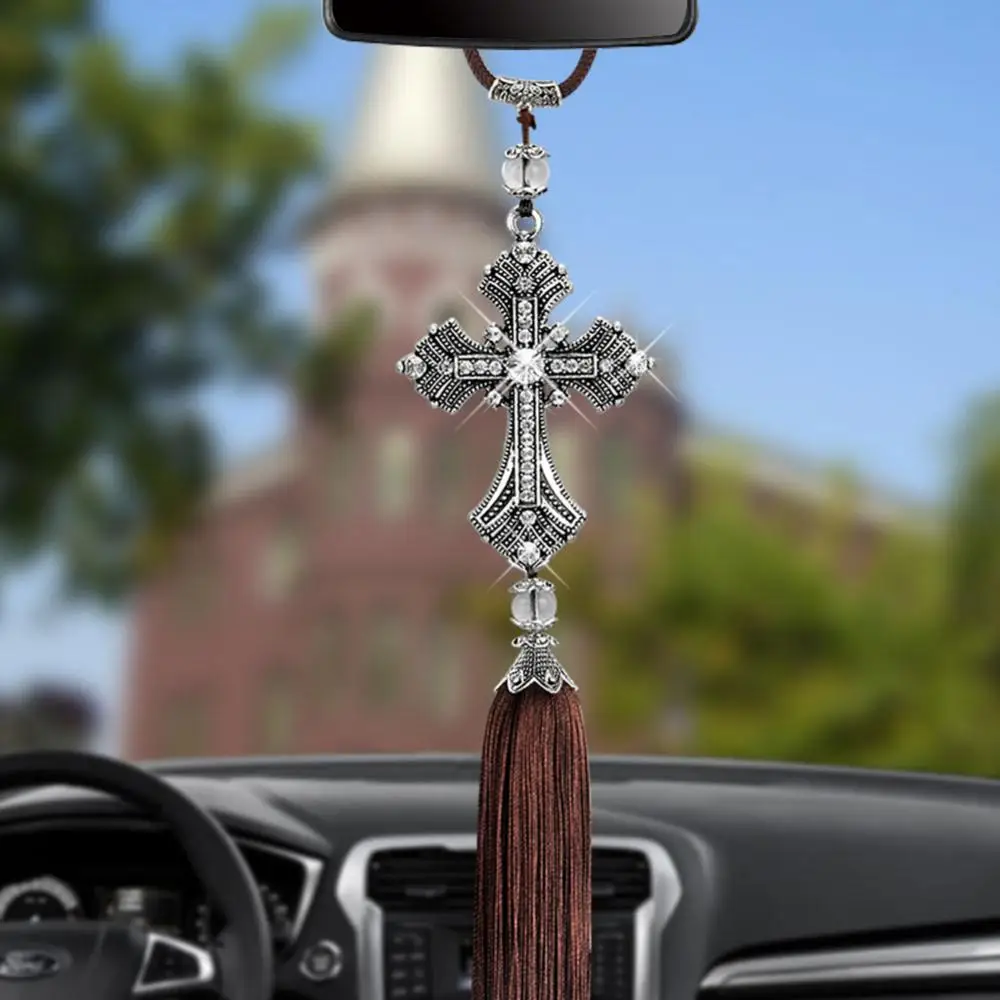 

Car Pendant Jesus Cross Virgin Mary Hanging Ornament Christian Automobiles Interior Decor Suspension Trim Accessories