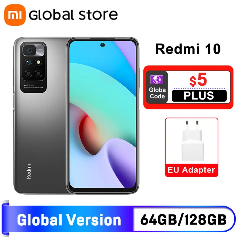 xiaomi, Redmi 10, Smartphone, 5000mAh Battery, 6.5 Inches, Android, 2 SIM Cards, Cellphone, Full Screen, octa core