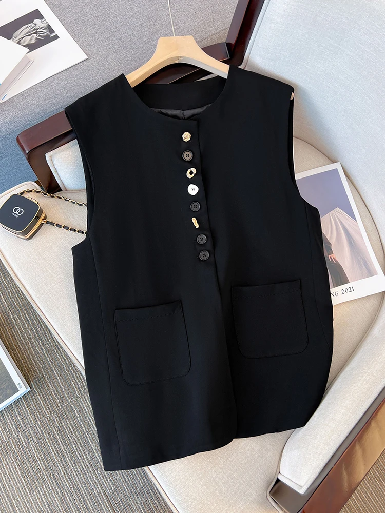 

SuperAen женская одежда осень новый дизайн уникальный жилет без рукавов пальто круглый вырез костюм жилет для женщин