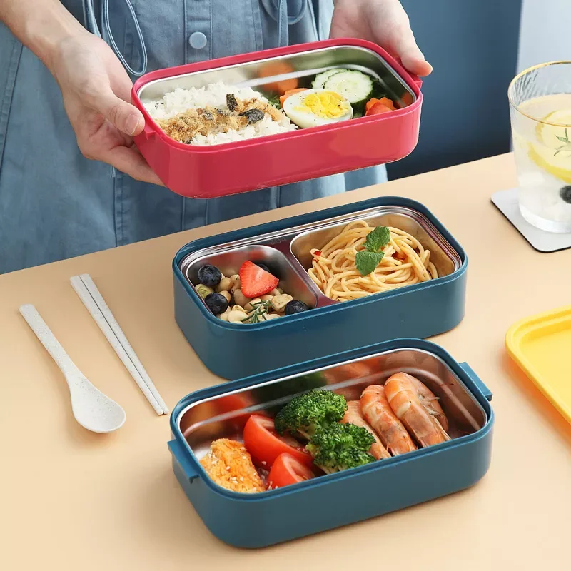 

New Stainless Steel Cute Lunch Box For Kids Food Container Storage Boxs Wheat Straw Material Leak-Proof Japanese Style Bento Box