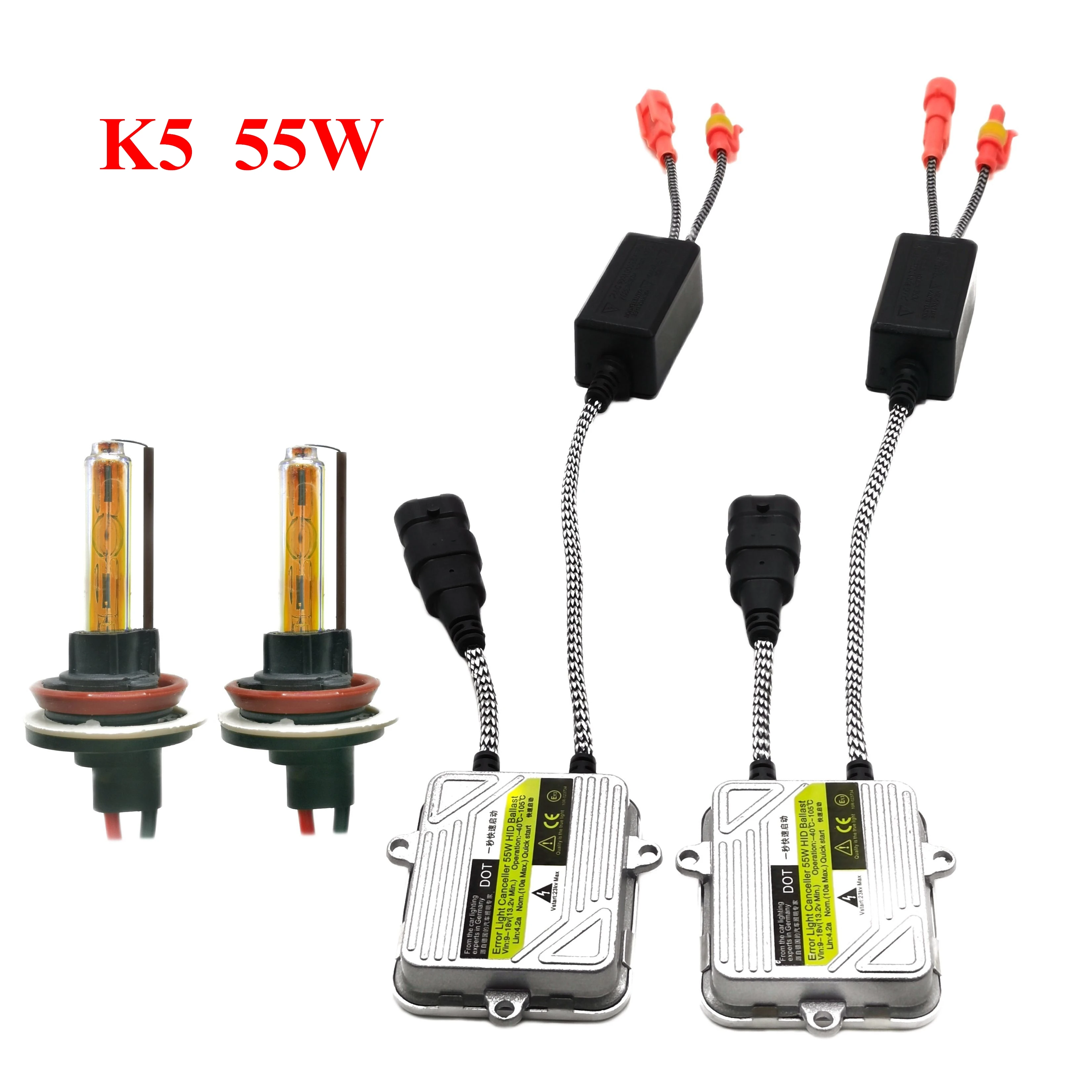 

100% New K5 12V 35W 55W Xenon Kits Golden Color Foglamps H1 H3 H7 H11 9005 9006 D2H 9012 880 3000K-12000K Cars HID Headlights