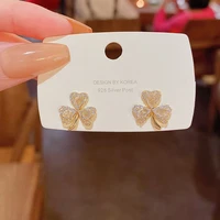 zircon flower stud earrings for women lucky clover earrings korean new ins luxury 2022 fashion gold earrings jewelry brincos