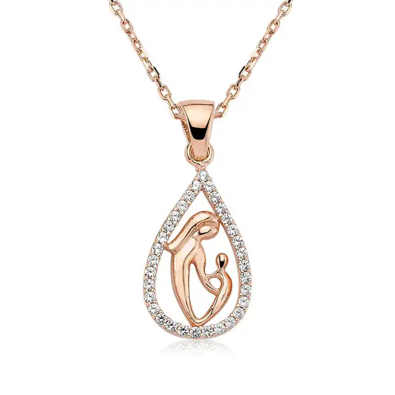 

Tevuli 925 Sterling Silver Drop Mother Child Necklace