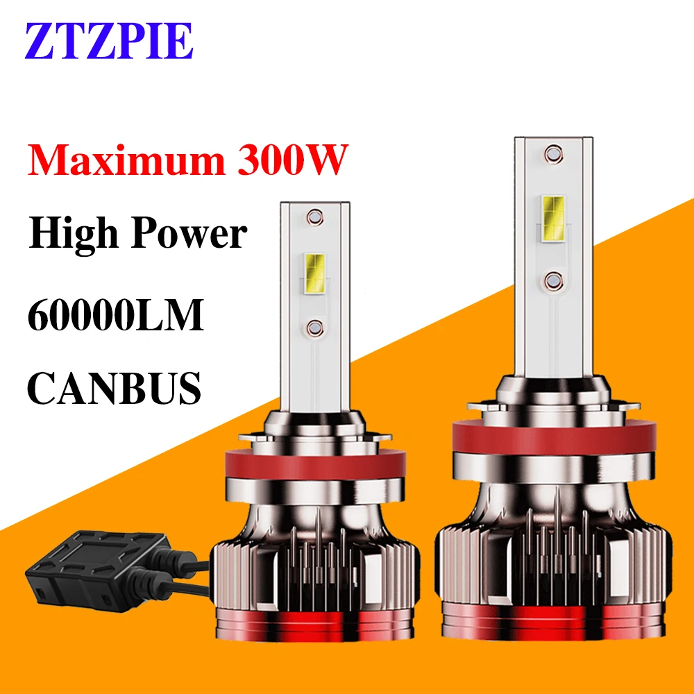 

ZTZPIE 6500K 300W 60000LM H7 H4 H11 9005HB3 9006 HB4 H1 9012 High Powerful Led Headlight Bulb Car Light Canbus Headlamp 3570 CSP