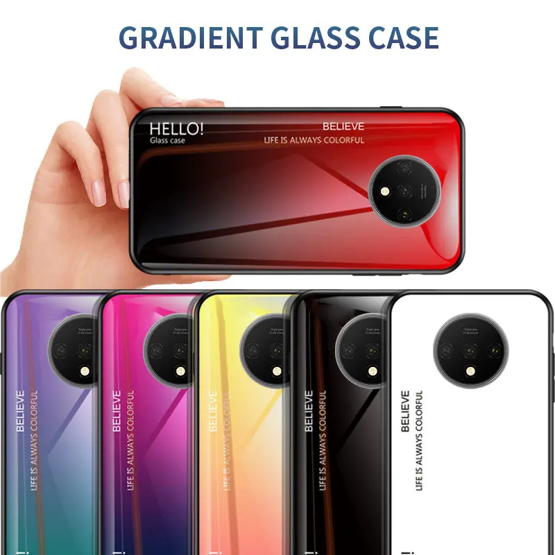 Oneplus 7 GM1901 GM1900 GM1905 чехол градиент Аврора закаленное стекло задняя крышка для Pro 7Pro