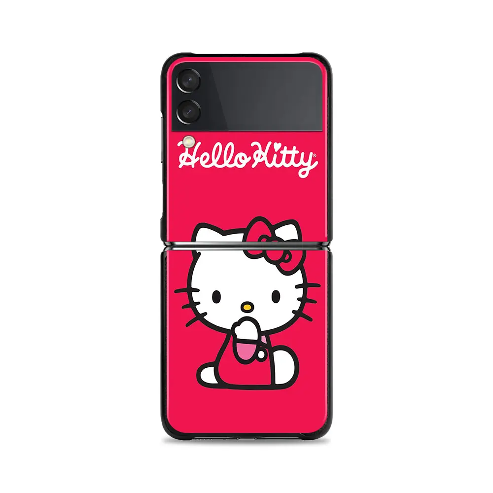 Розовый чехол для телефона с мультяшным рисунком Hello Kitty Samsung Z Flip3 флип-чехол
