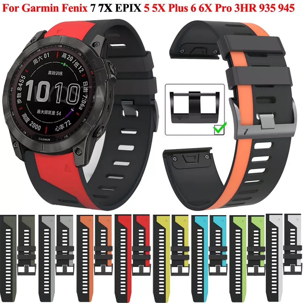 

26 22MM Silicone Watch Band Strap For Garmin Fenix 6X 6 Pro 7X 7 5X 5Plus Easyfit Wristband Smartwatch Bracelet Watchband Correa