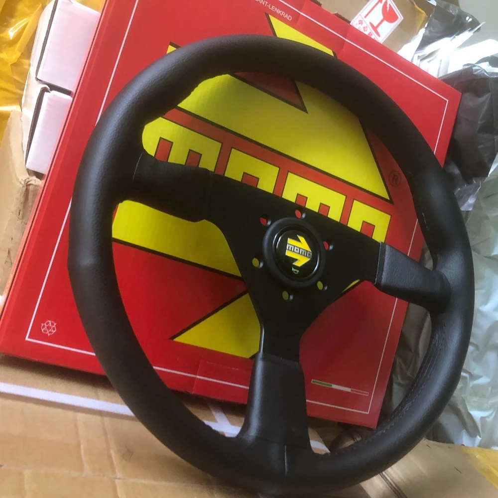 JDM 14-дюймовый гоночный руль MOMO Montecarlo Rally Drift из натуральной кожи Volantes для BMW Toyota Honda