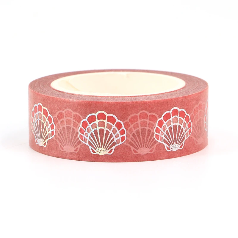 

2022 New 1PC 15mm*10m Decorative Valentine Silver Foil Shell Washi Tape Scrapbooking Masking Tape Office mask washi tape