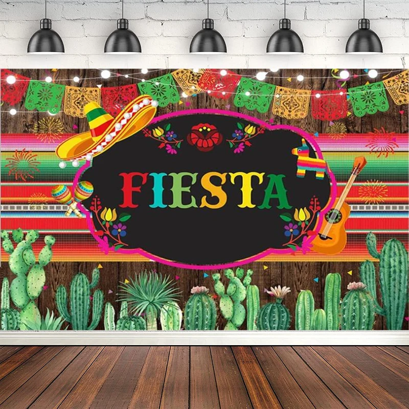 

Mexican Fiesta Theme Photography Backdrop Cinco De Mayo Colorful Birthday Party Decor Poster Background Banner Photo Studio