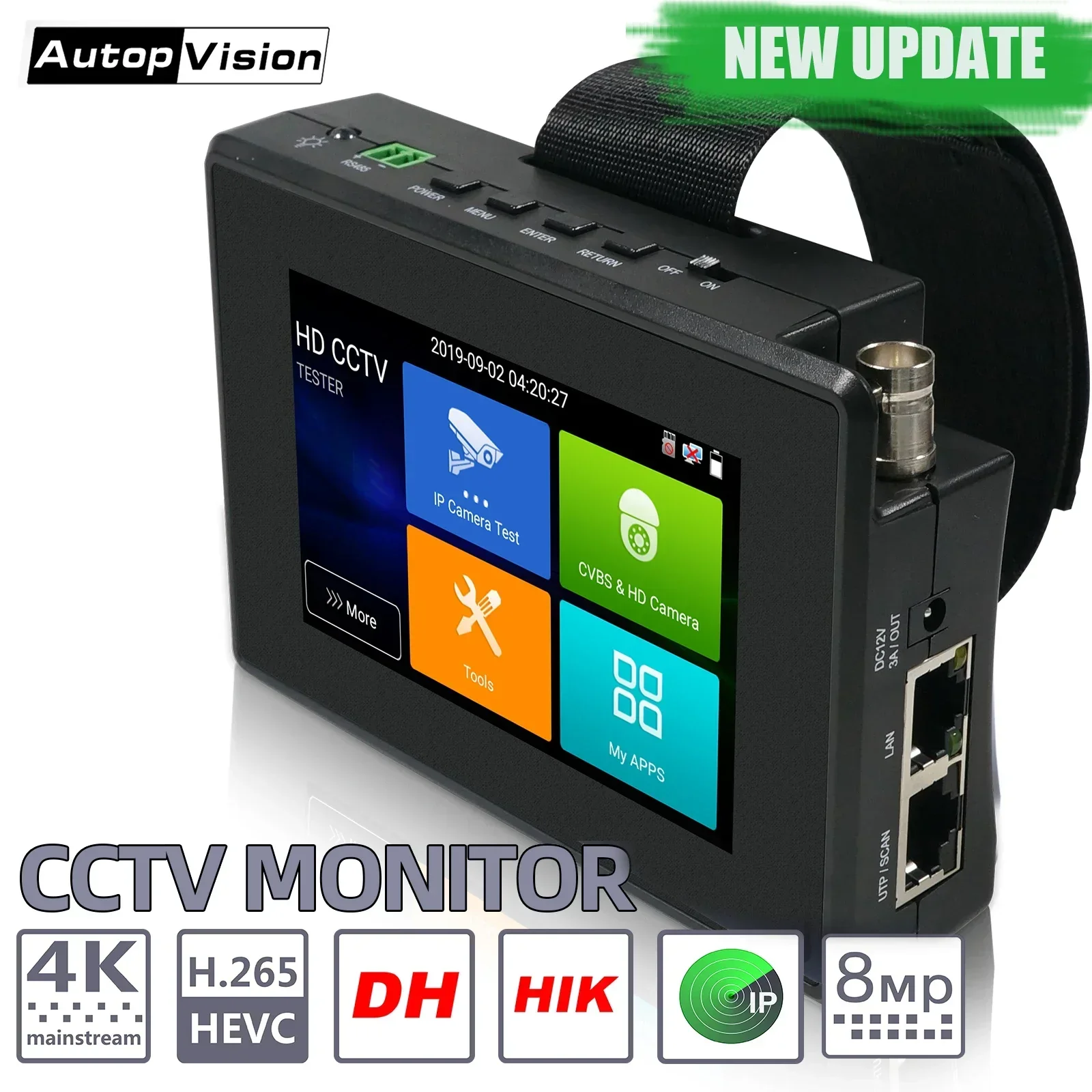 Фото Многофункциональный тестер видеонаблюдения H265 264 8MP IPC 1800 Plus Guide с 4-дюймовым 4K монитором для IP-камер безопасности с поддержкой WIFI, AHD/TVI/CVI/CVBS №5
