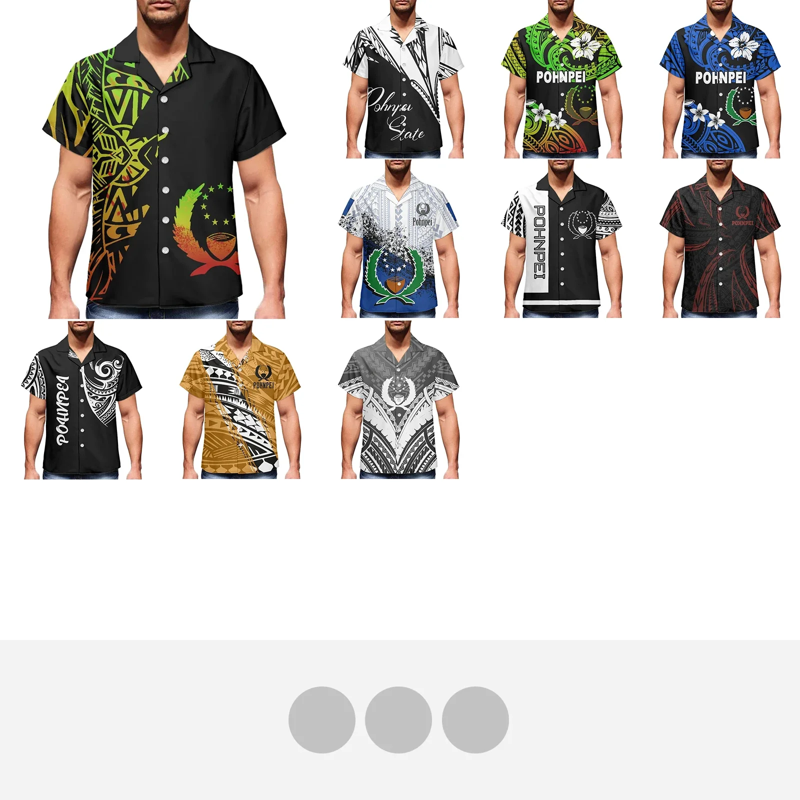 Понпей-полинезийские винтажные мужские рубашки с татуировками для отдыха
