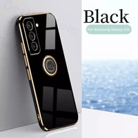 the newluxury ring holder stand phone case for samsung galaxy s21 ultra s21 plus s21 5g s20 fe s21 ultra plating square silicone