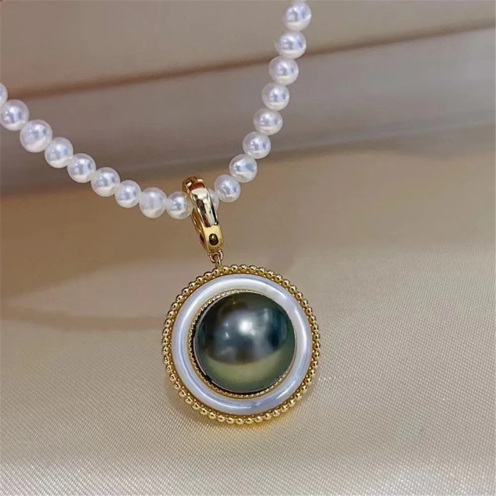 

DIY Pearl Mini S925 Sterling Silver Pendant with Empty Holder Gold Silver Necklace Pendant with 9-10mm Beads