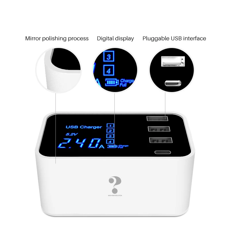 

Зарядное устройство с 4 USB-портами, 20 Вт, Type C