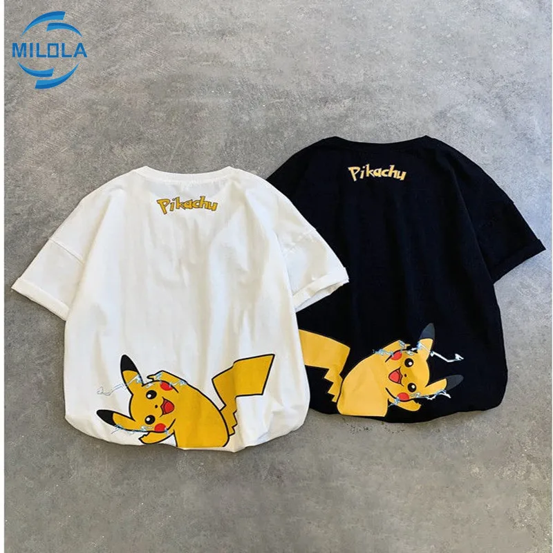 Pokemon Pikachu Children T-Shirts Summer Boys Gilrs Fashion Outdoor Cartoon Printing Comfortable T Shirts for 3-14Years Kids