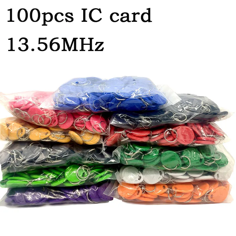 

100pcs/Pack 13.56MHz IC M1 Keyfobs Tags Access Control System Kit RFID Key Finder Card Token Attendance Keychain ABS Waterproof