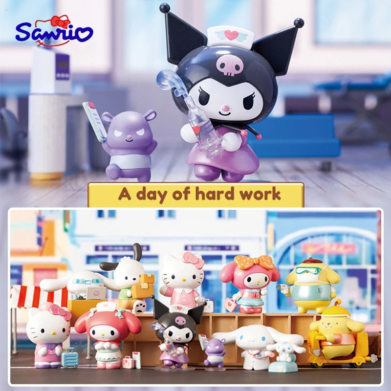 

Оригинальные фигурки Sanrio из аниме Kuromi My Melody Hello Kitty Cinnamoroll, подарок на день, кавайная экшн-фигурка, куклы, украшение для игрушек