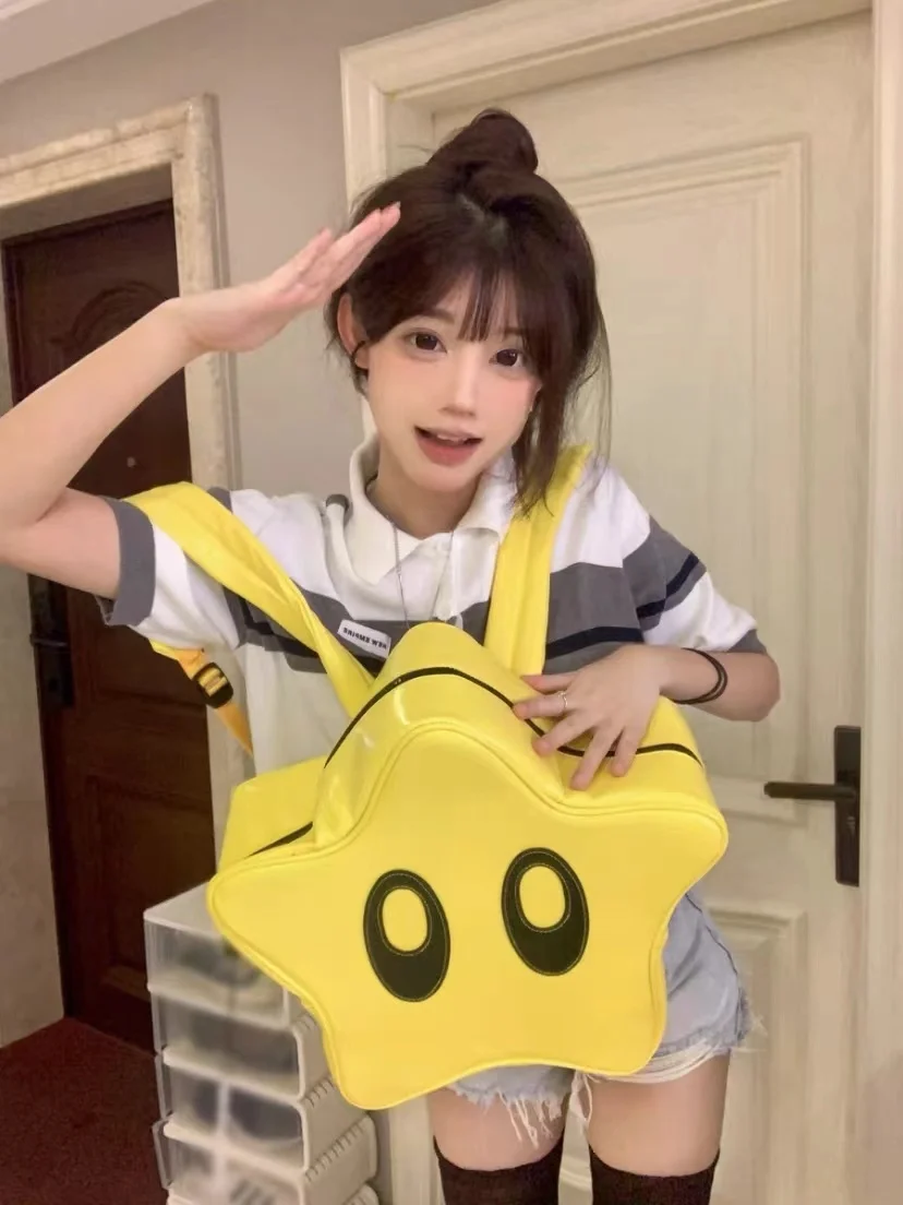 

Big Eyes Star School Bag for Girls Y2K Designer Shoulder Bag Kawaii Backpacks for Women Korean Fashion Cute Travel Bag Organizer