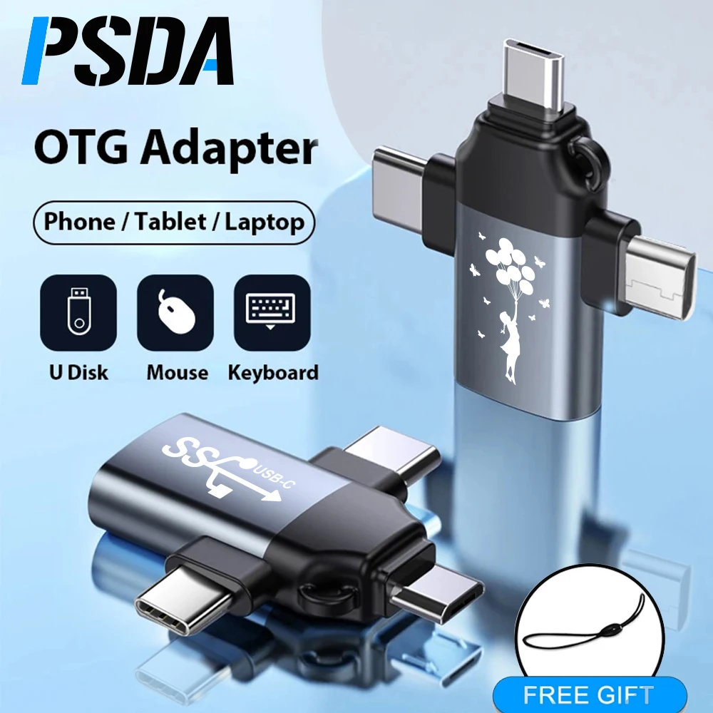 

PSDA 3D UV 4 in 1 OTG Adapter Micro USB Type C to USB 3.0 Adapter For Samsung Xiaomi Phone/Tablet / Laptop Type C OTG Adapter