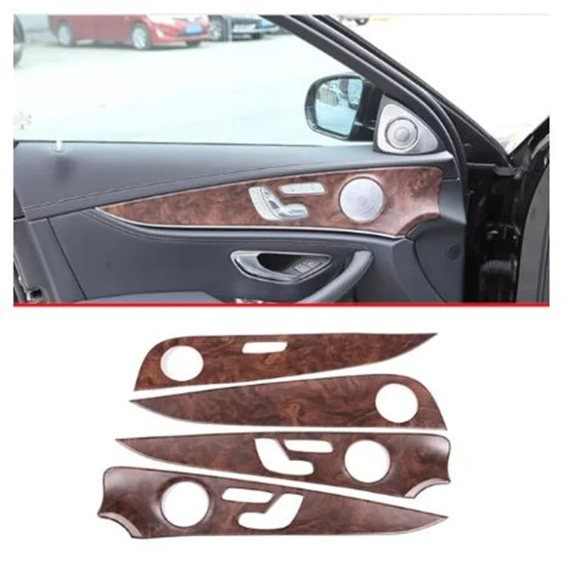 

Rose Wood Grain For Mercedes Benz E Class W213 E200 E300 Car Interior Door Decorative Panel Cover Trims 4pcs Auto Accessories