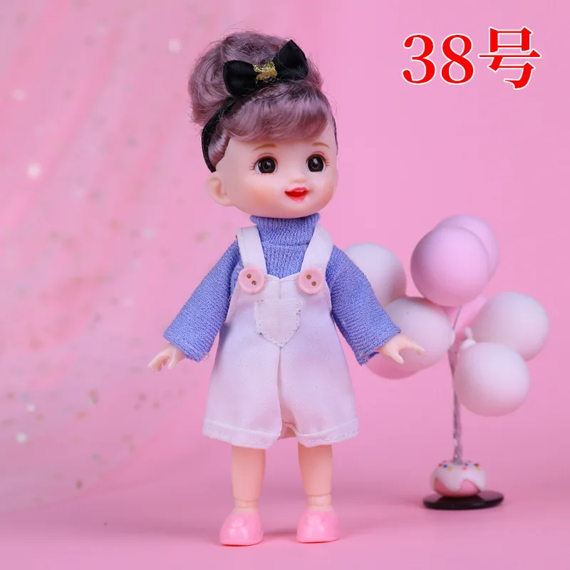

16 см BJD Повседневная ветряная кукла 13 суставов подвижные 3D большие глаза 1/12 Модный милый комплект одежды куклы для девочек Подарки на день р...