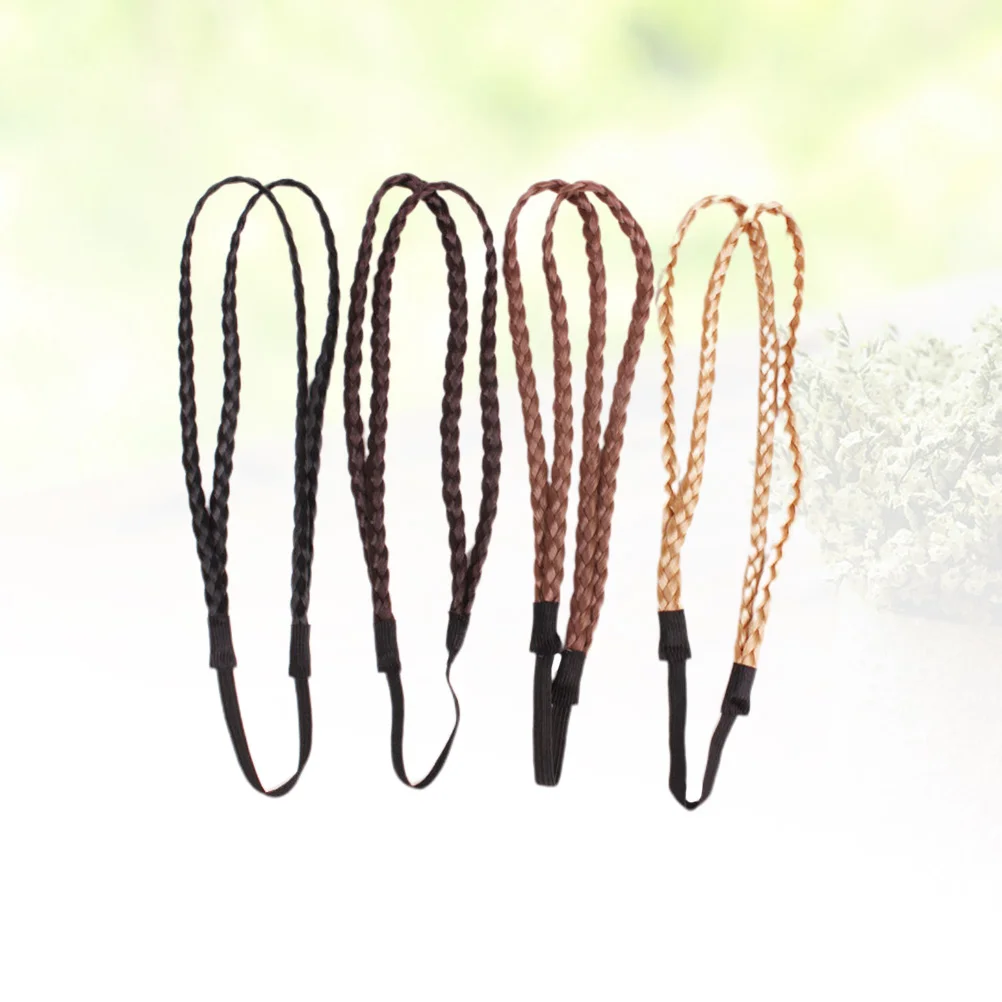 

4pcs Braided Elastic Hair Bands Hair Braided Headband Plaited Hair Band Hair Ties Ponytail Holders Hair Accessories for
