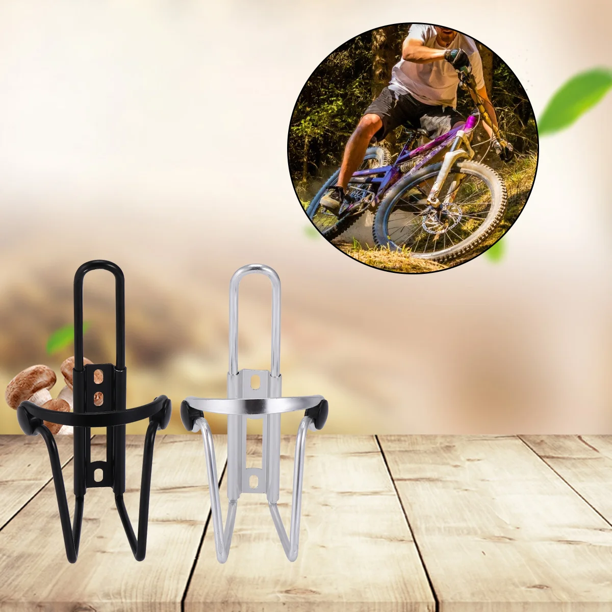 

2 PCS Bike Bottle Holder Double Bead Bottles Holder (With Screw, Black, Silver)