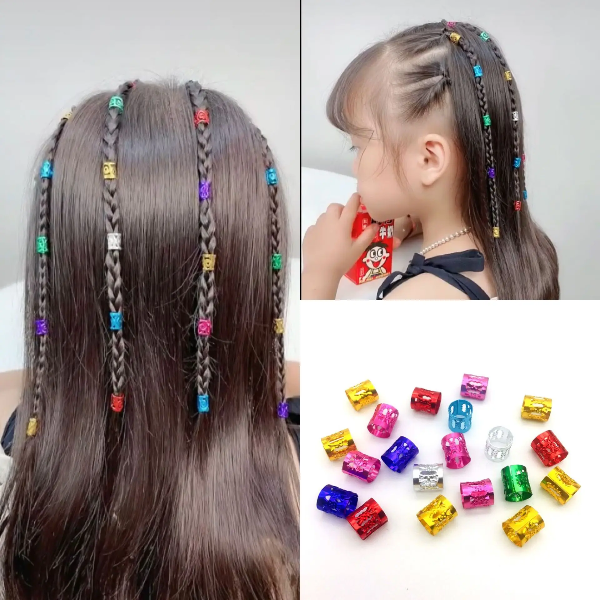 

100 шт. золотые и серебряные кольца для Волос Dreadlock регулируемые зажимы для манжет заколки для волос косички для грязных косичек аксессуары для волос