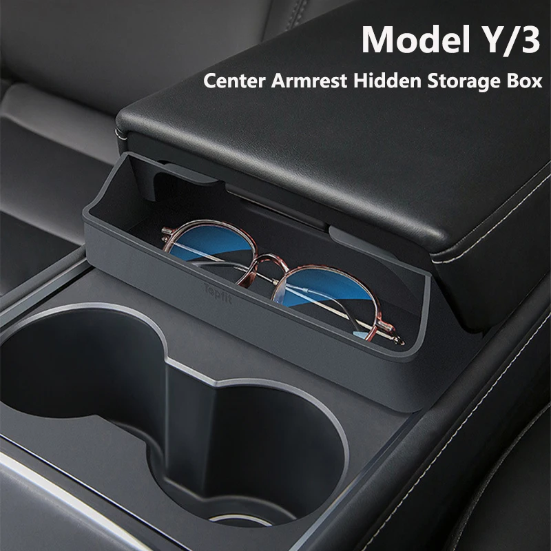 

Подлокотник для Tesla Model 3, центральный подлокотник Y, скрытый контейнер для хранения, центральная консоль для очков, автомобильный органайзер, аксессуары для интерьера
