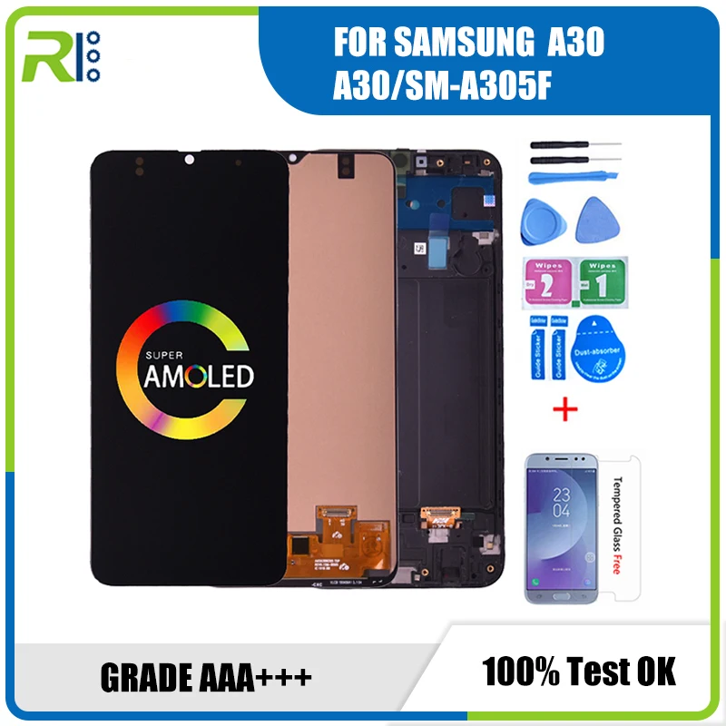 

ЖК-дисплей 6,4 ''для SAMSUNG GALAXY A30 A305/DS A305FN, дисплей с сенсорным экраном и дигитайзером для Samsung a30S, A307, ЖК-дисплей
