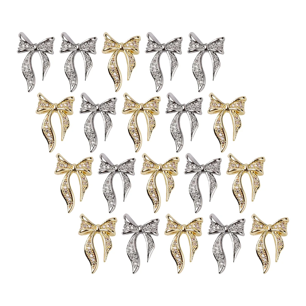 

100 Pcs Bow Nail Drill Decals 3d Charms DIY Manicure Patch Fingernail Decoration Gems Nails Diamond Stickers Knot Applique